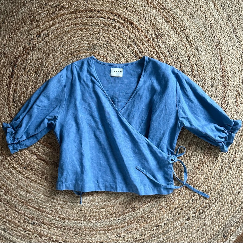 *TRADED* OffOn Loose Linen Wrap Blouse